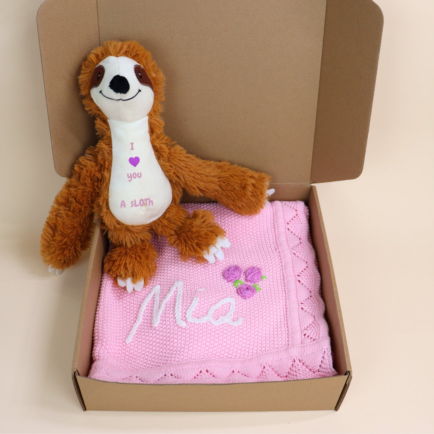 Hand Embroidery Knit Baby Blanket & Toy