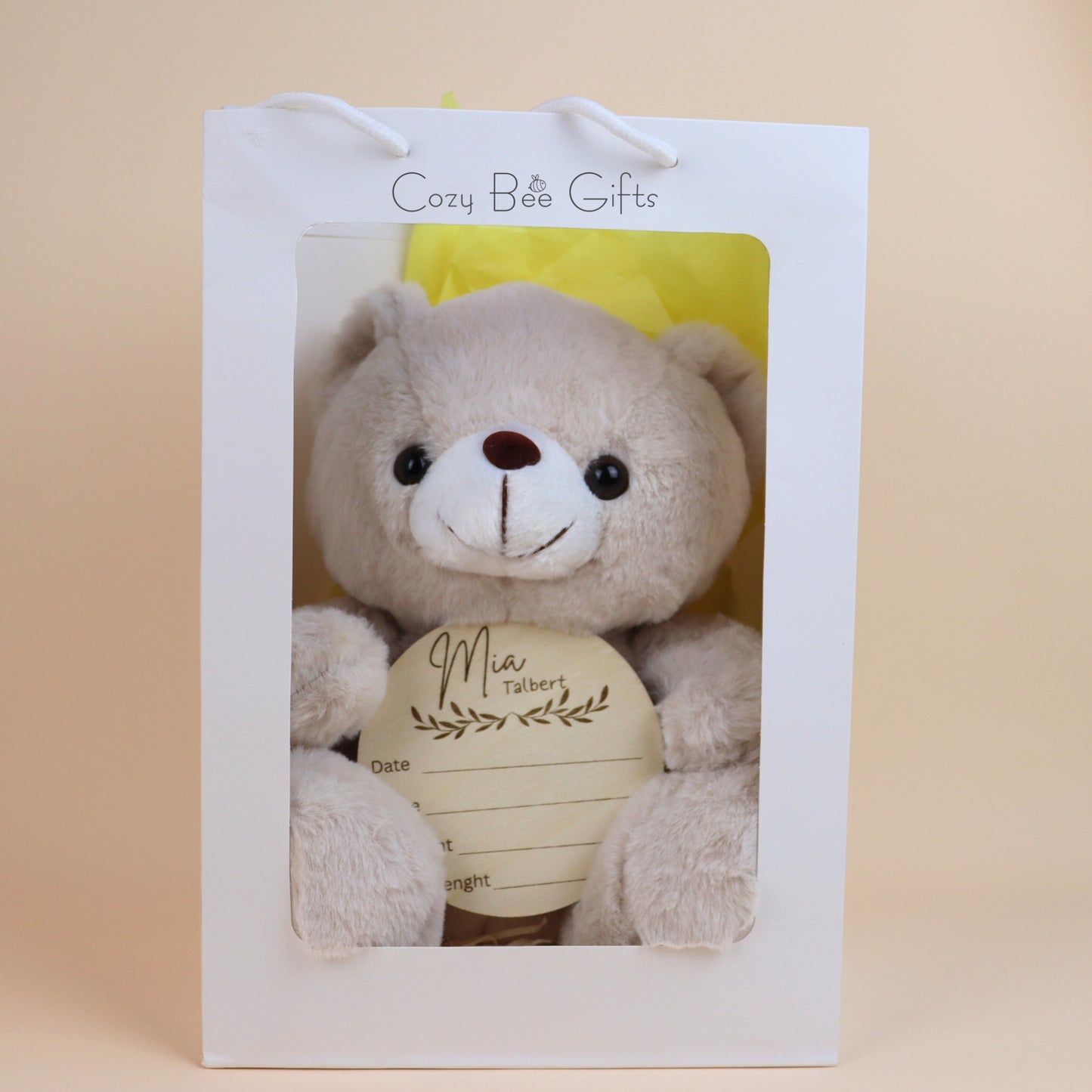 Teddy Bear with Baby Name Birth Sign