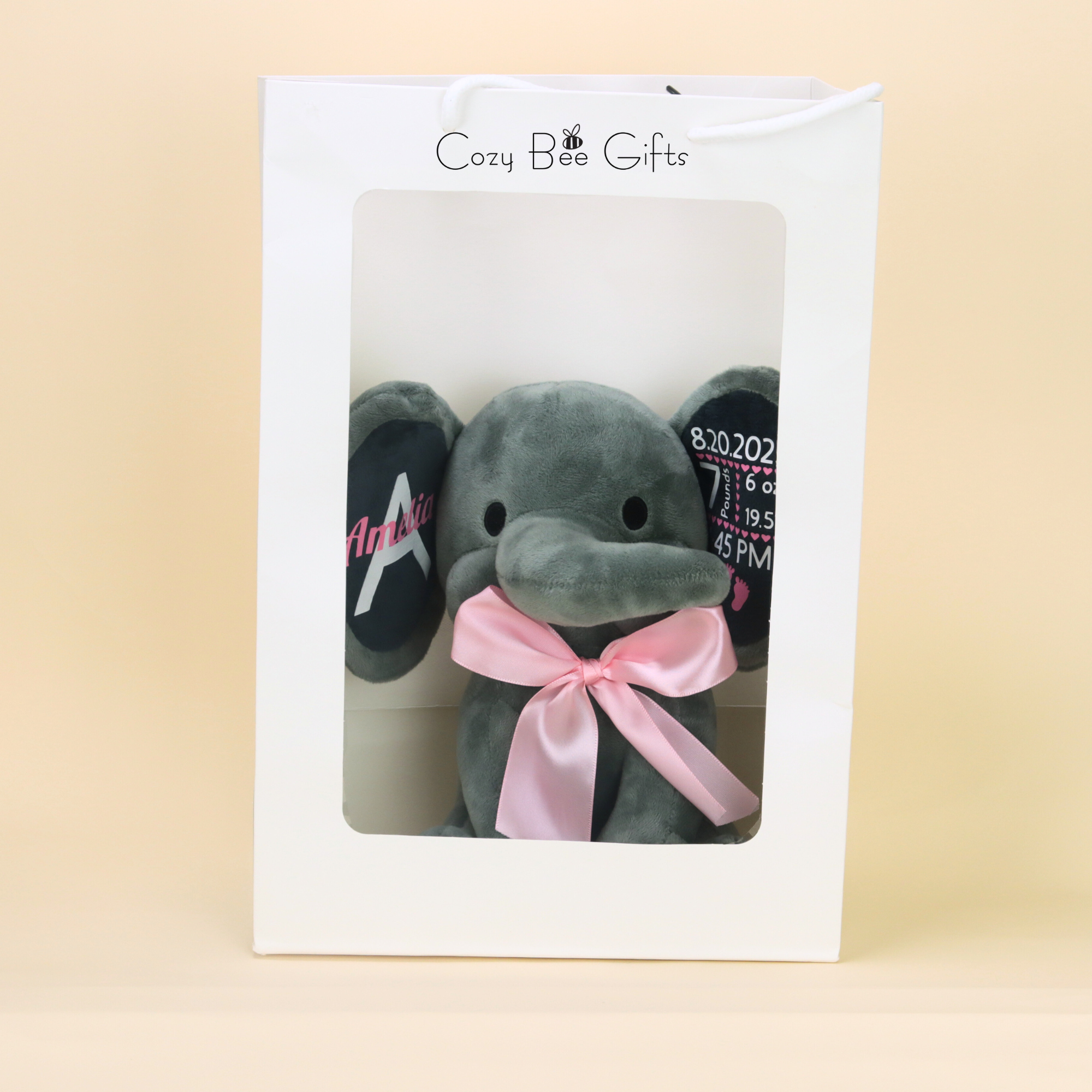 Personalized Birth Announcement Elephant