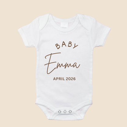 Custom Name Baby Bodysuit Pregnancy Announcement