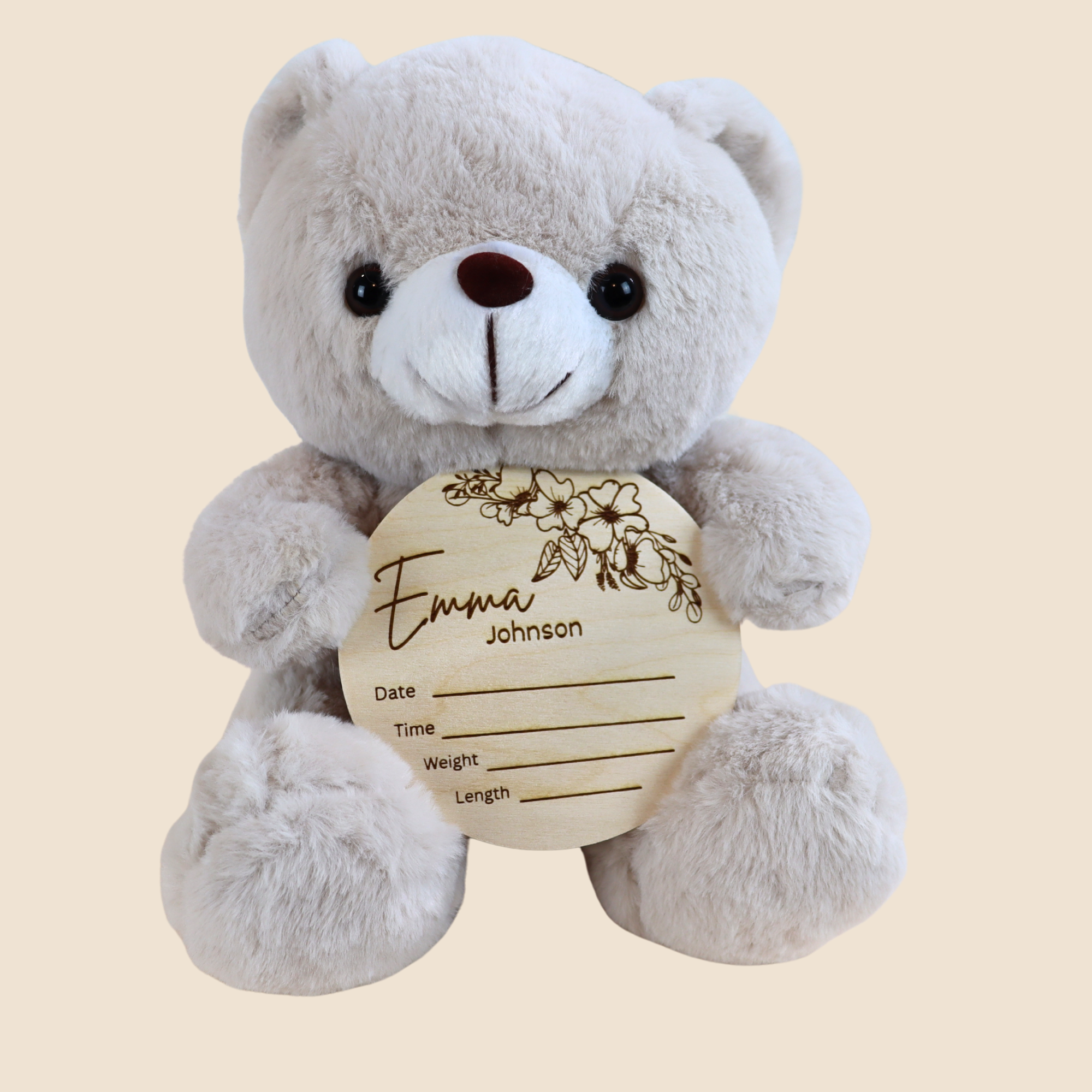 Teddy Bear with Baby Name Birth Sign