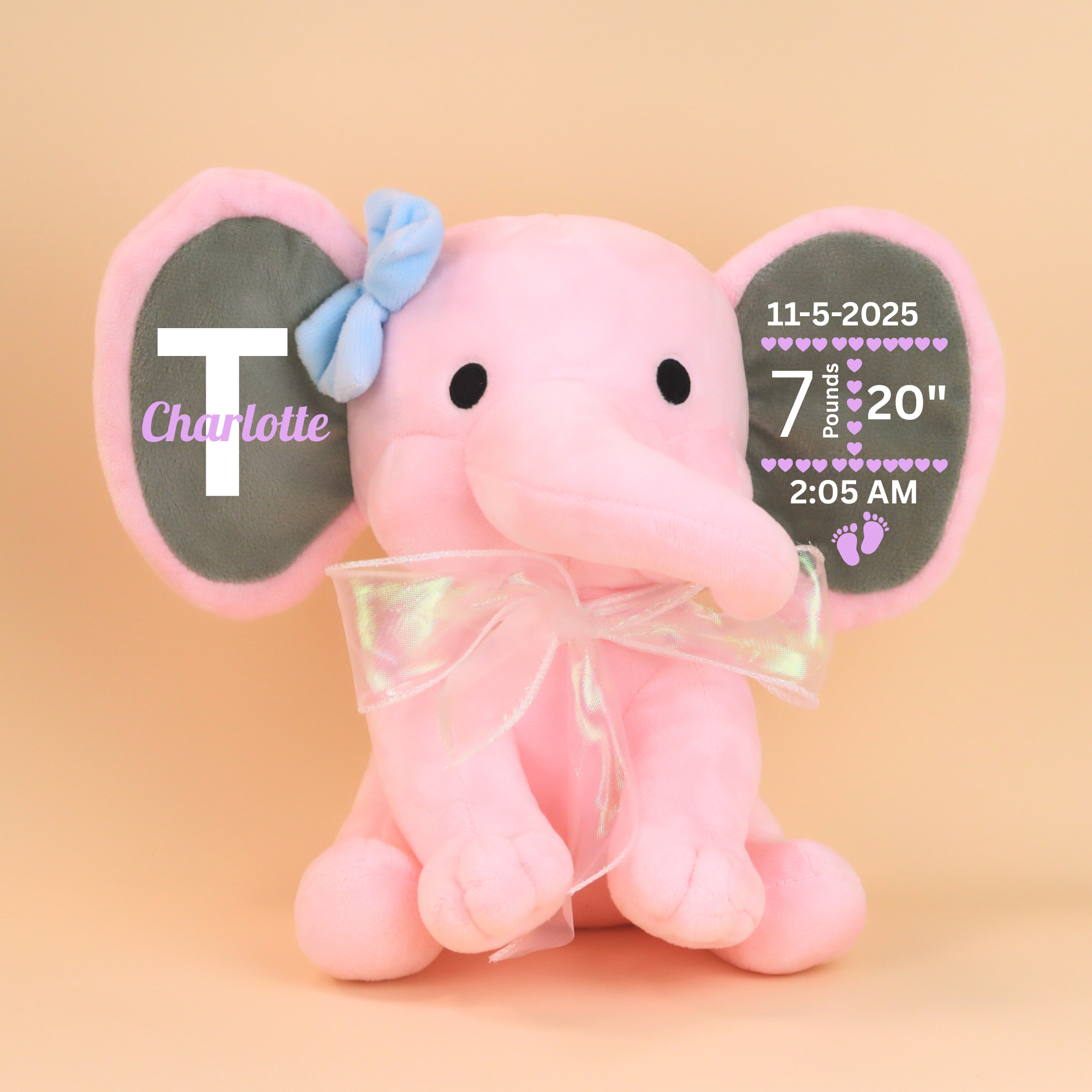 Personalized Birth Announcement Elephant