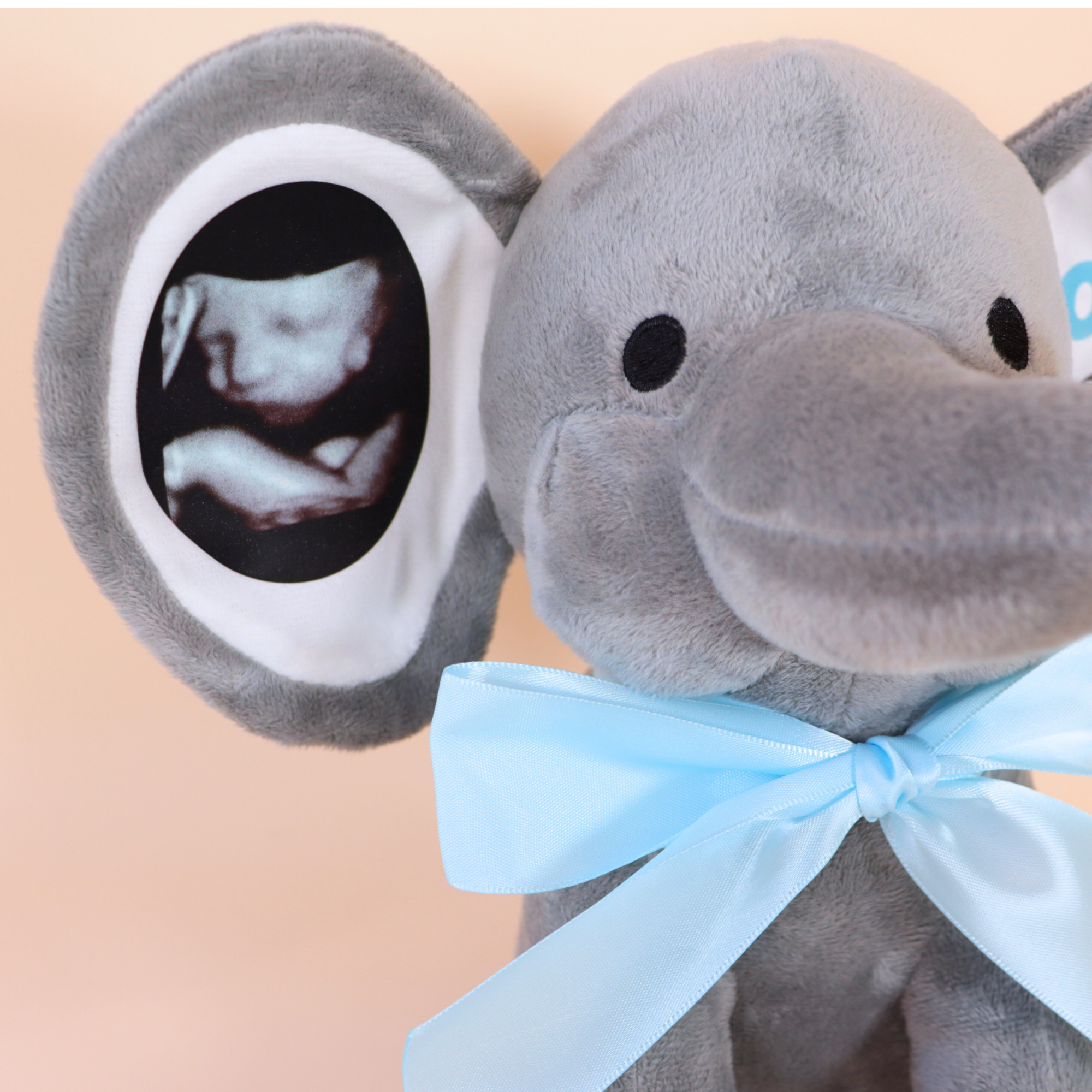 Custom Ultrasound Photo + Birth Stats Elephant Stuffed Animal