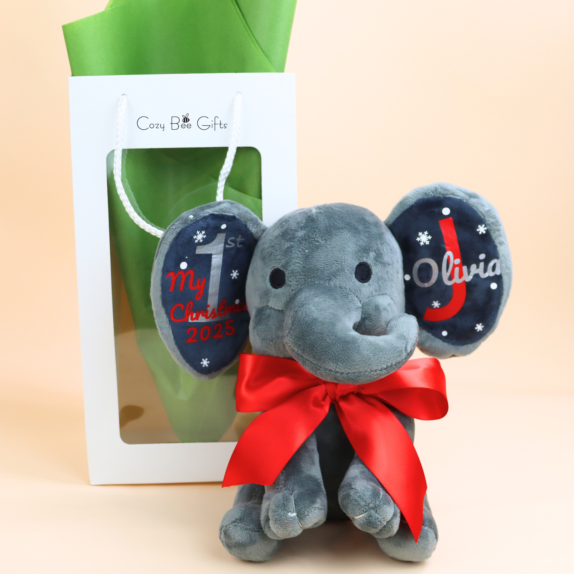 My First Christmas Baby Custom Elephant Toy Gift