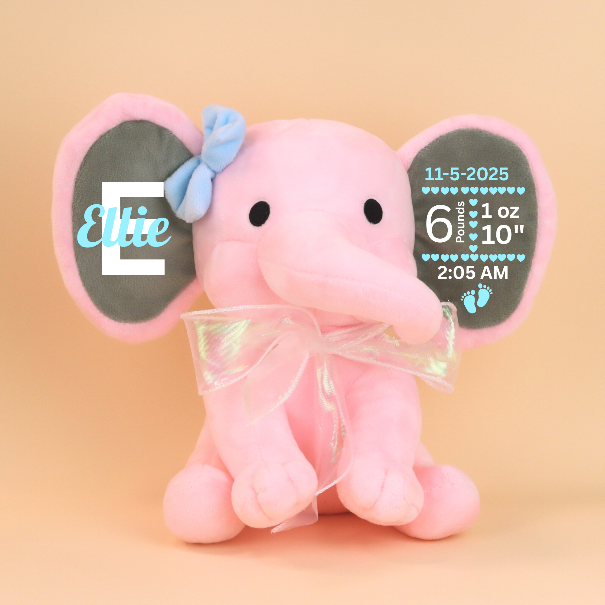 Personalized Birth Announcement Elephant