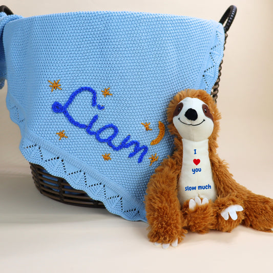 Hand Embroidery Knit Baby Blanket & Toy