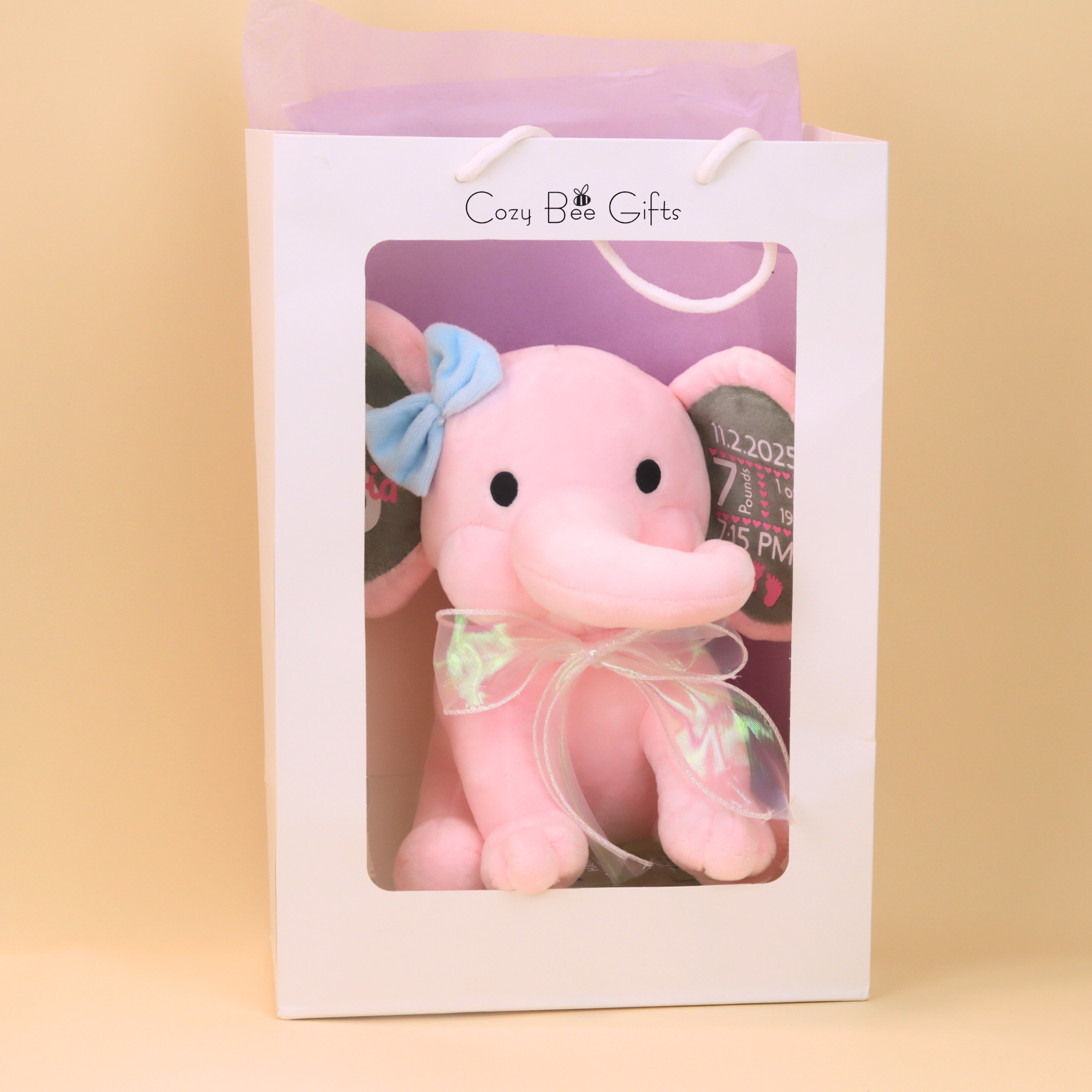 Personalized Birth Announcement Elephant