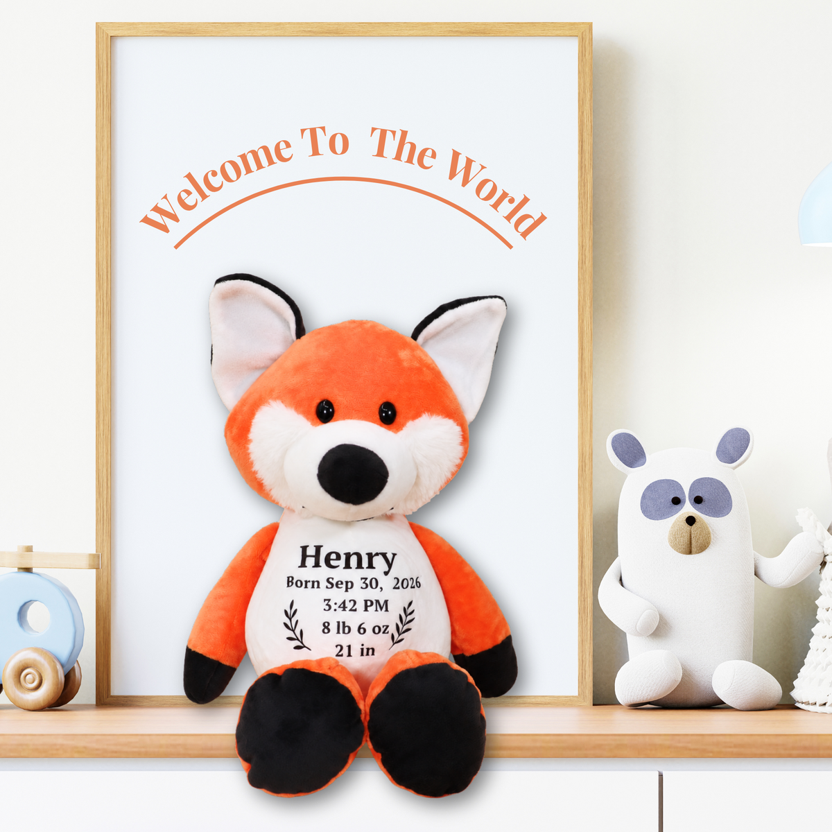 Personalized Birth Stats Fox Plush