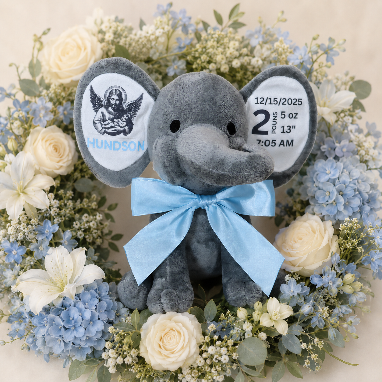 Personalized Angel Baby Memorial Elephant