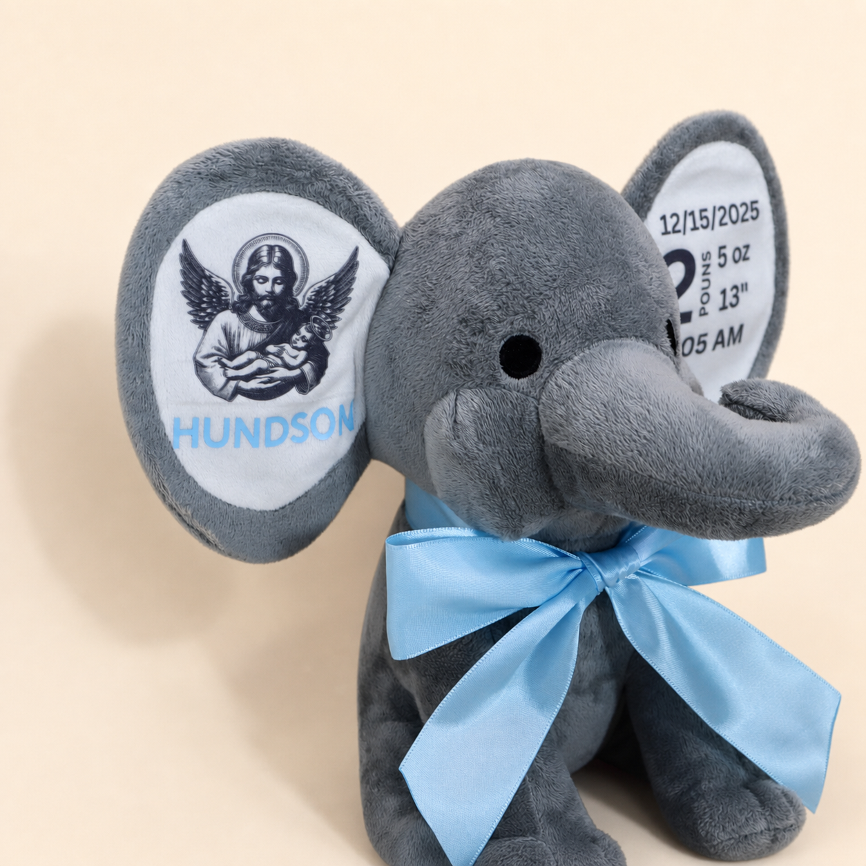 Personalized Angel Baby Memorial Elephant