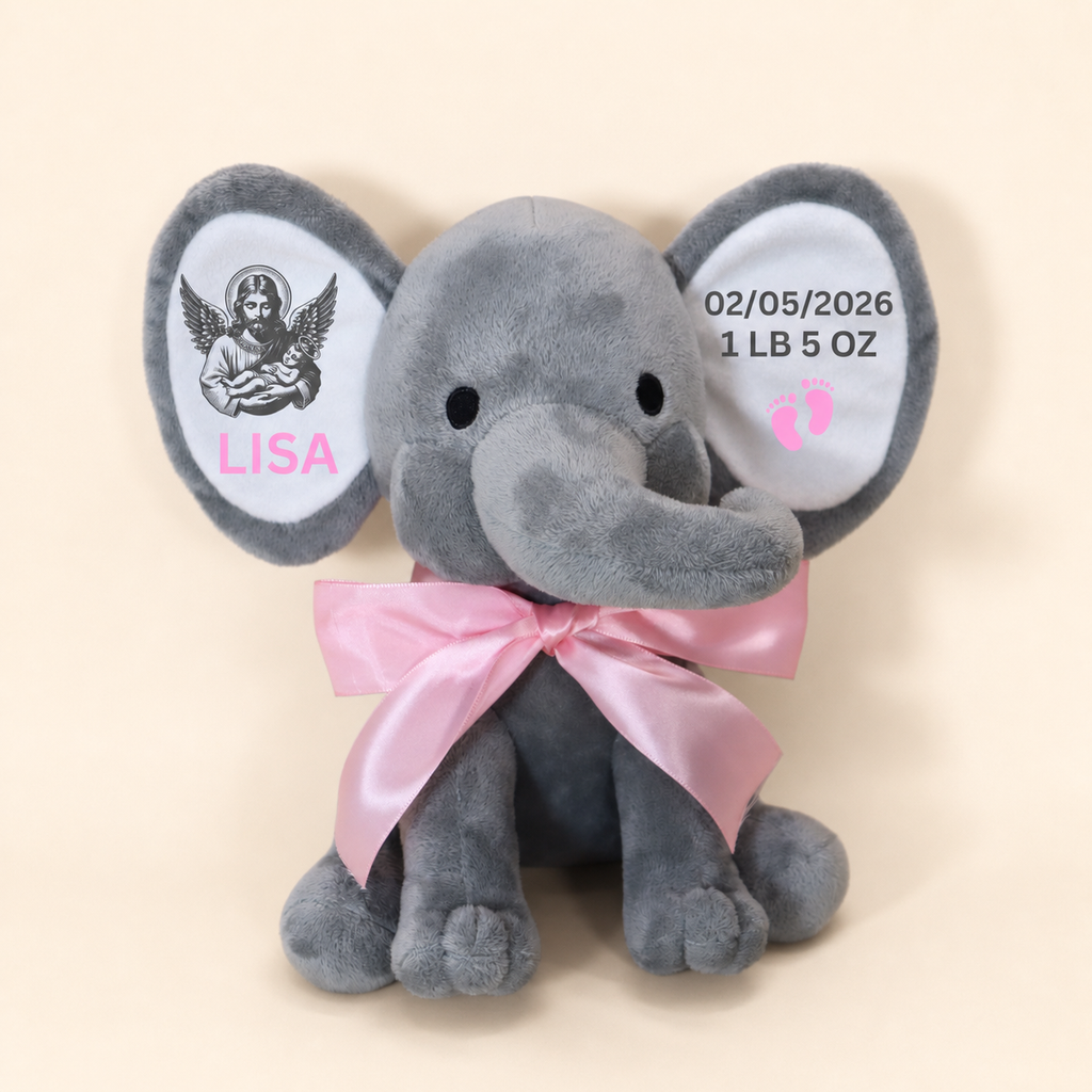 Personalized Angel Baby Memorial Elephant