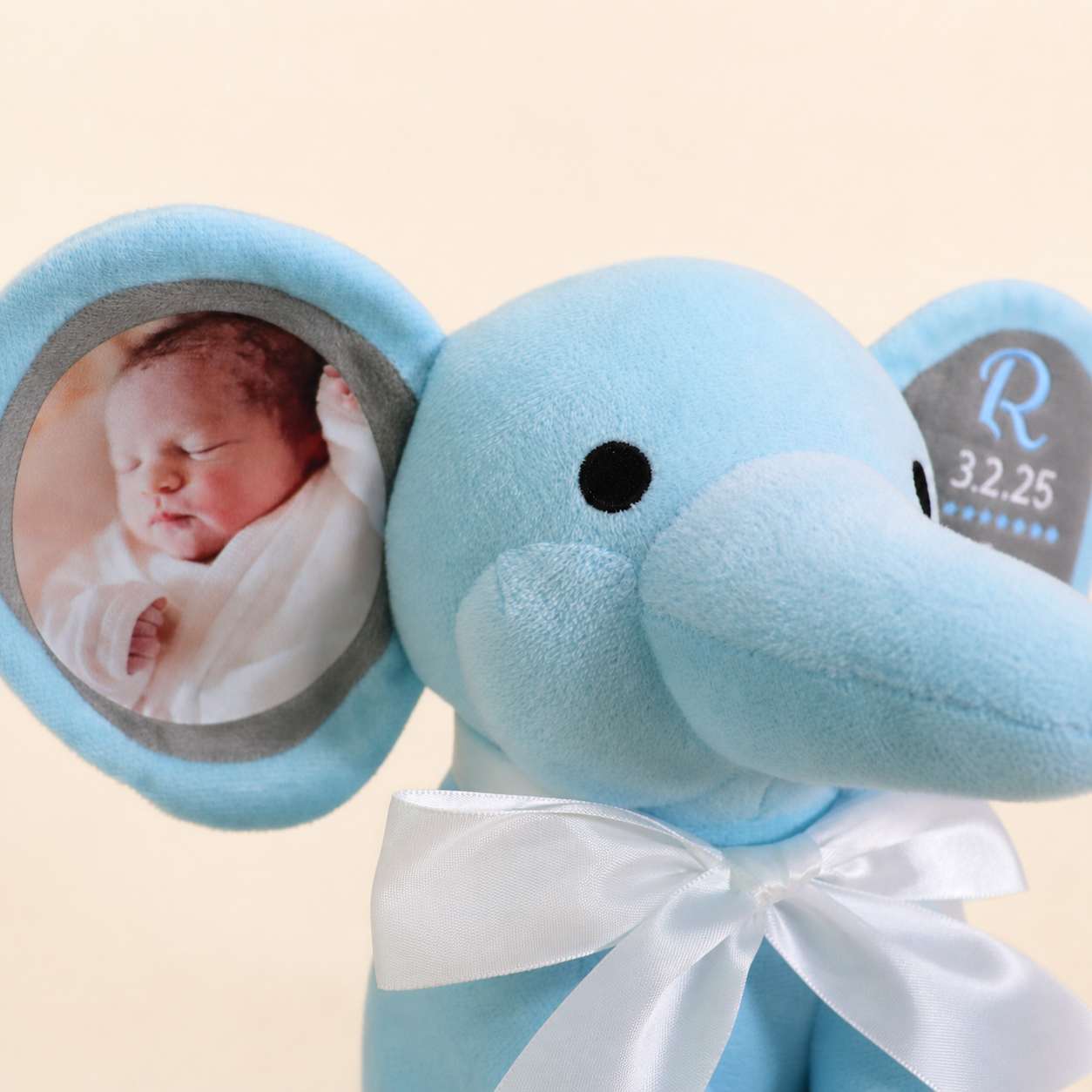 Personalized Photo & Birth Stats Elephant Plush