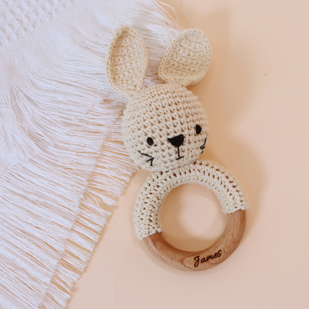 Personalized Baby Name Sign & Crochet Rattle