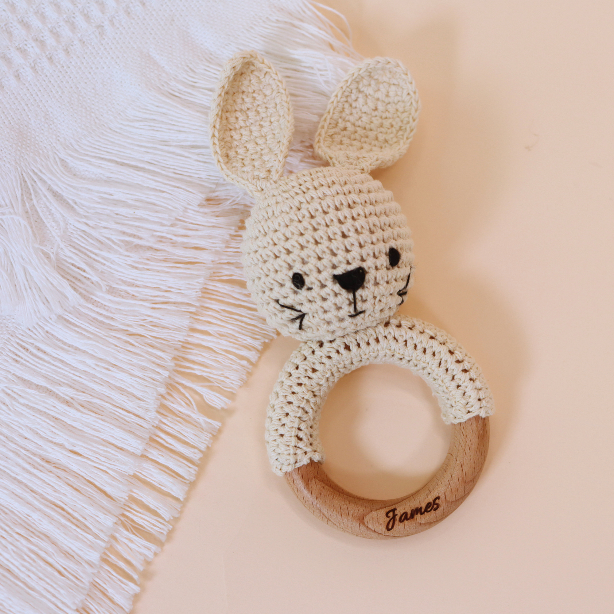 Personalized Baby Name Sign & Crochet Rattle