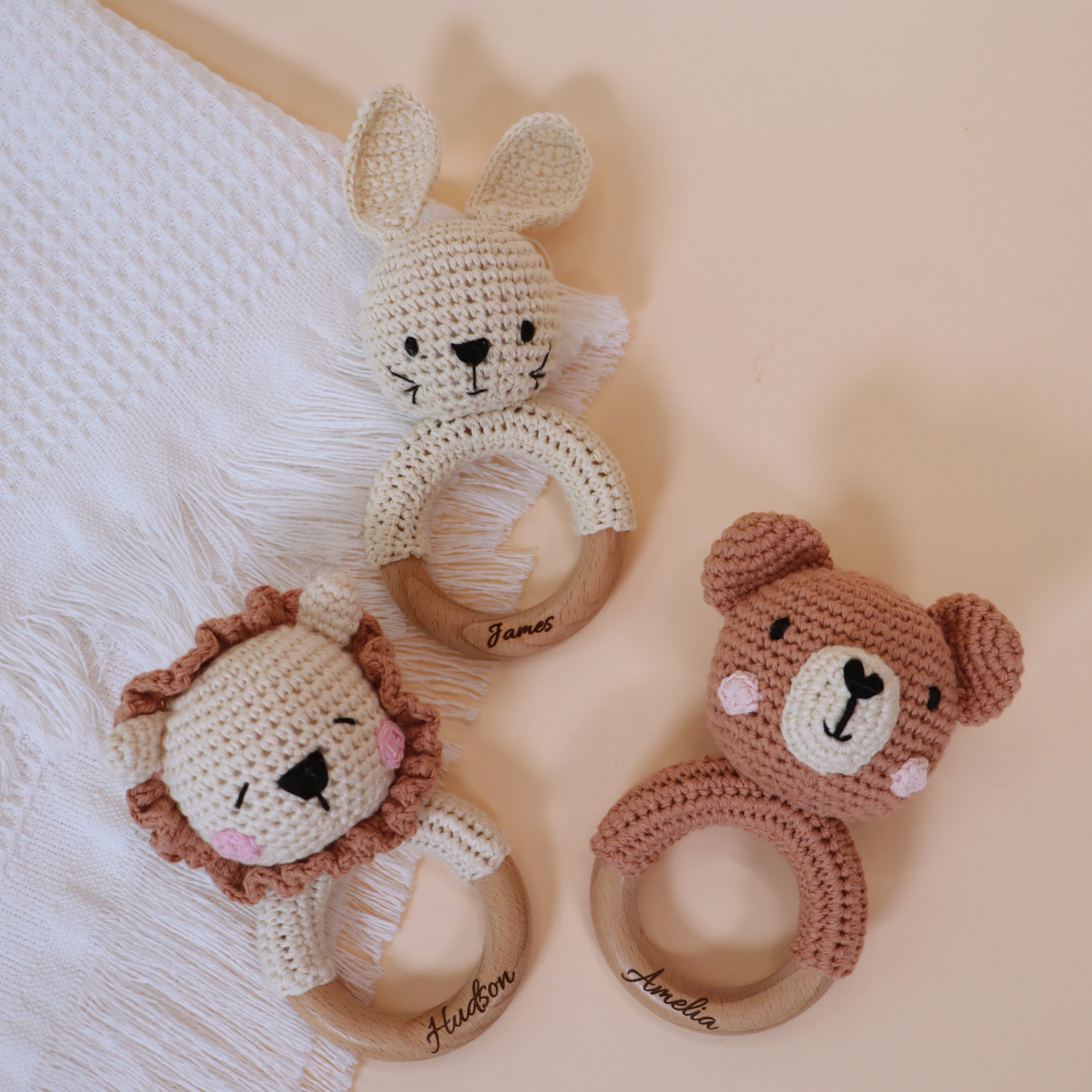Personalized Baby Name Sign & Crochet Rattle