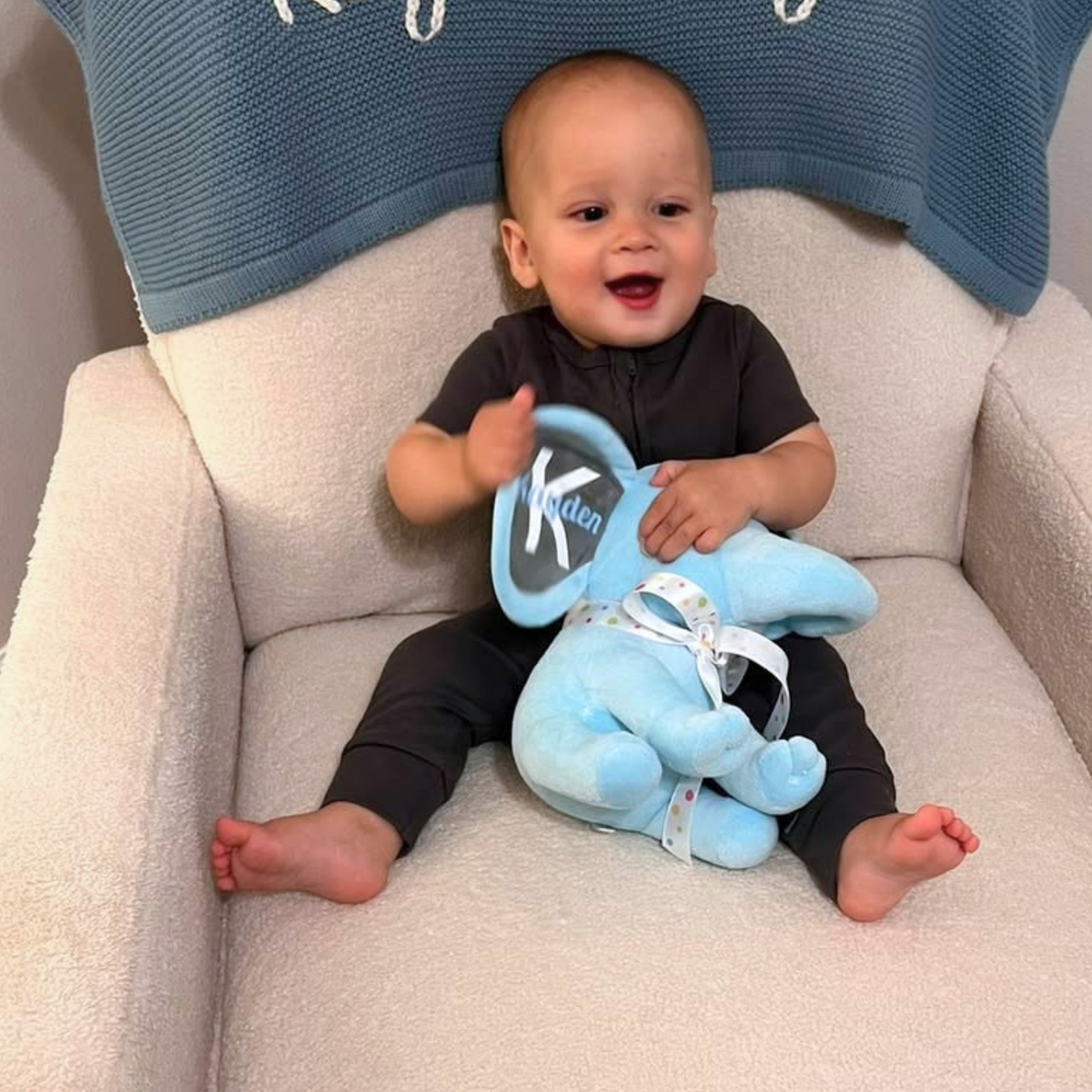 Personalized 1st Birthday Plush Elephant