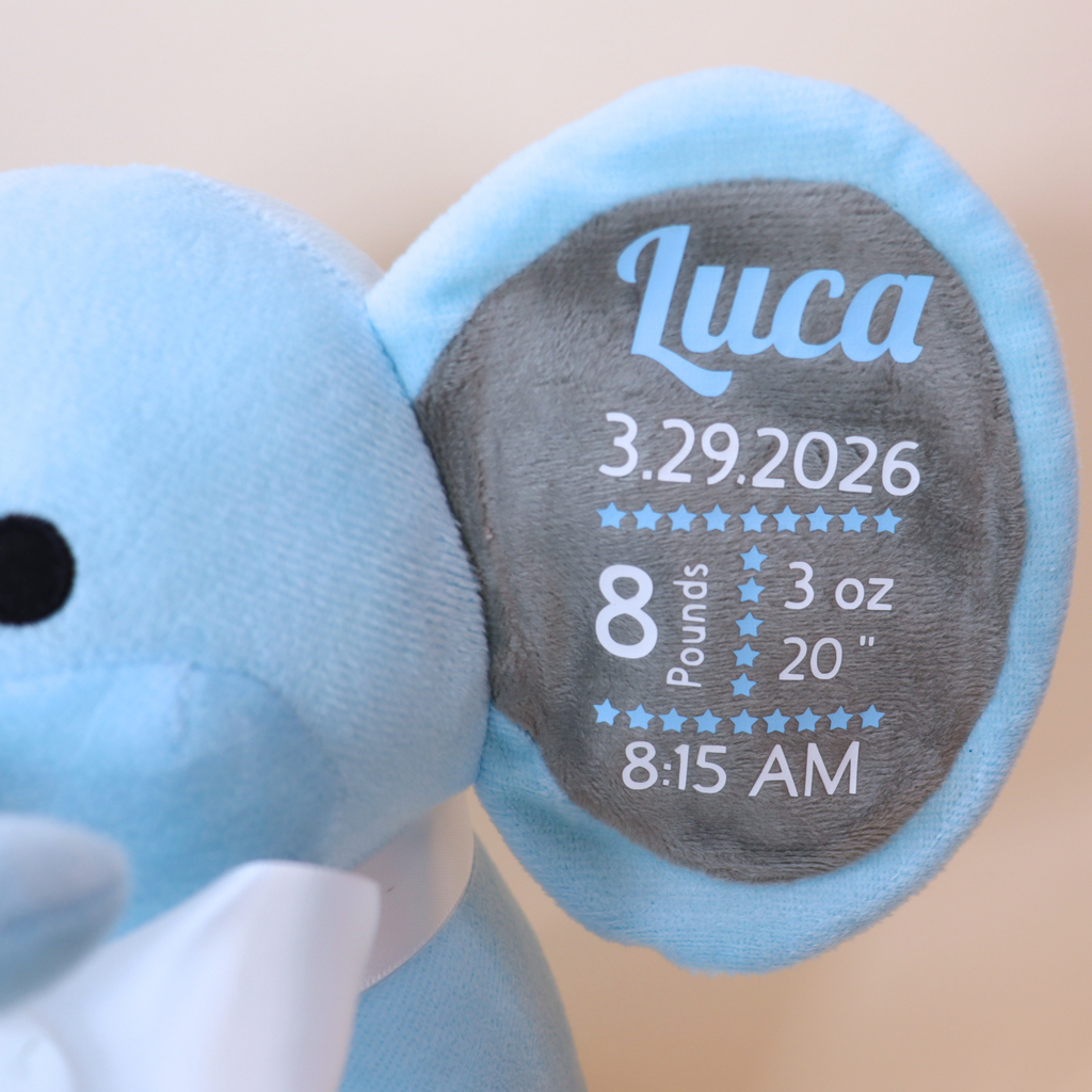 Personalized Photo & Birth Stats Elephant Plush
