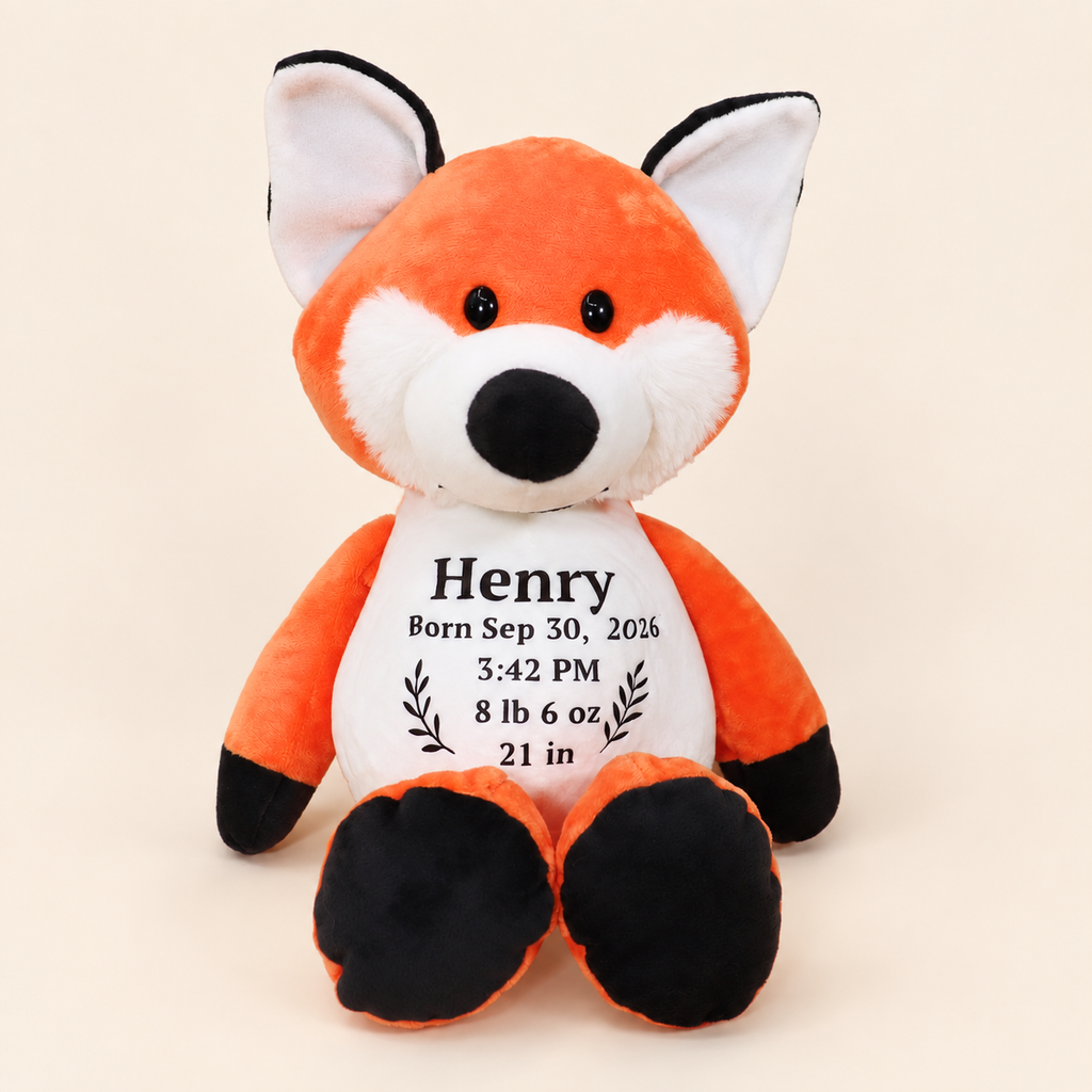 Personalized Birth Stats Fox Plush