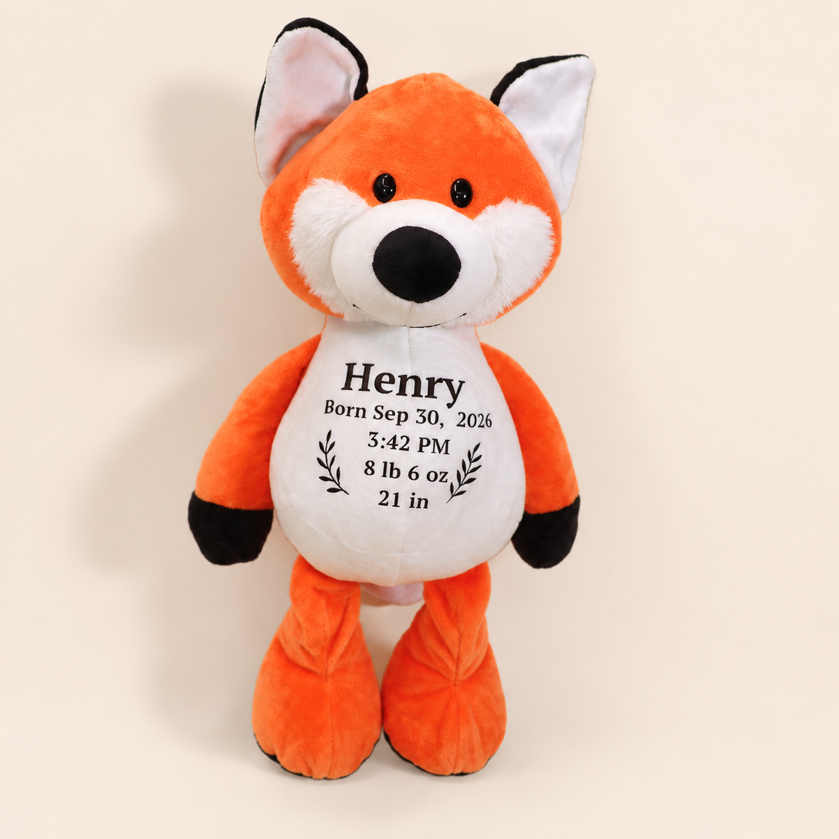 Personalized Birth Stats Fox Plush