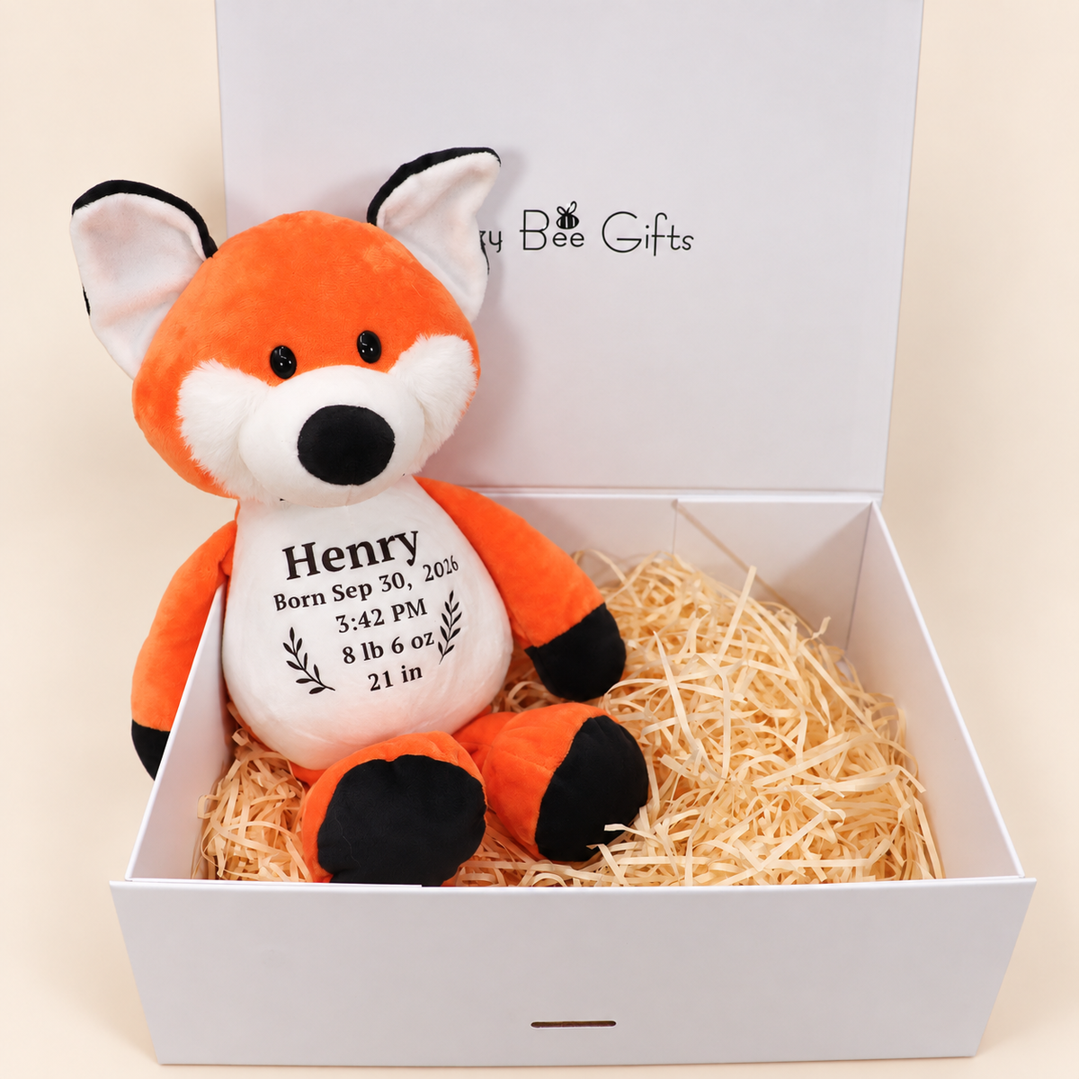 Personalized Birth Stats Fox Plush