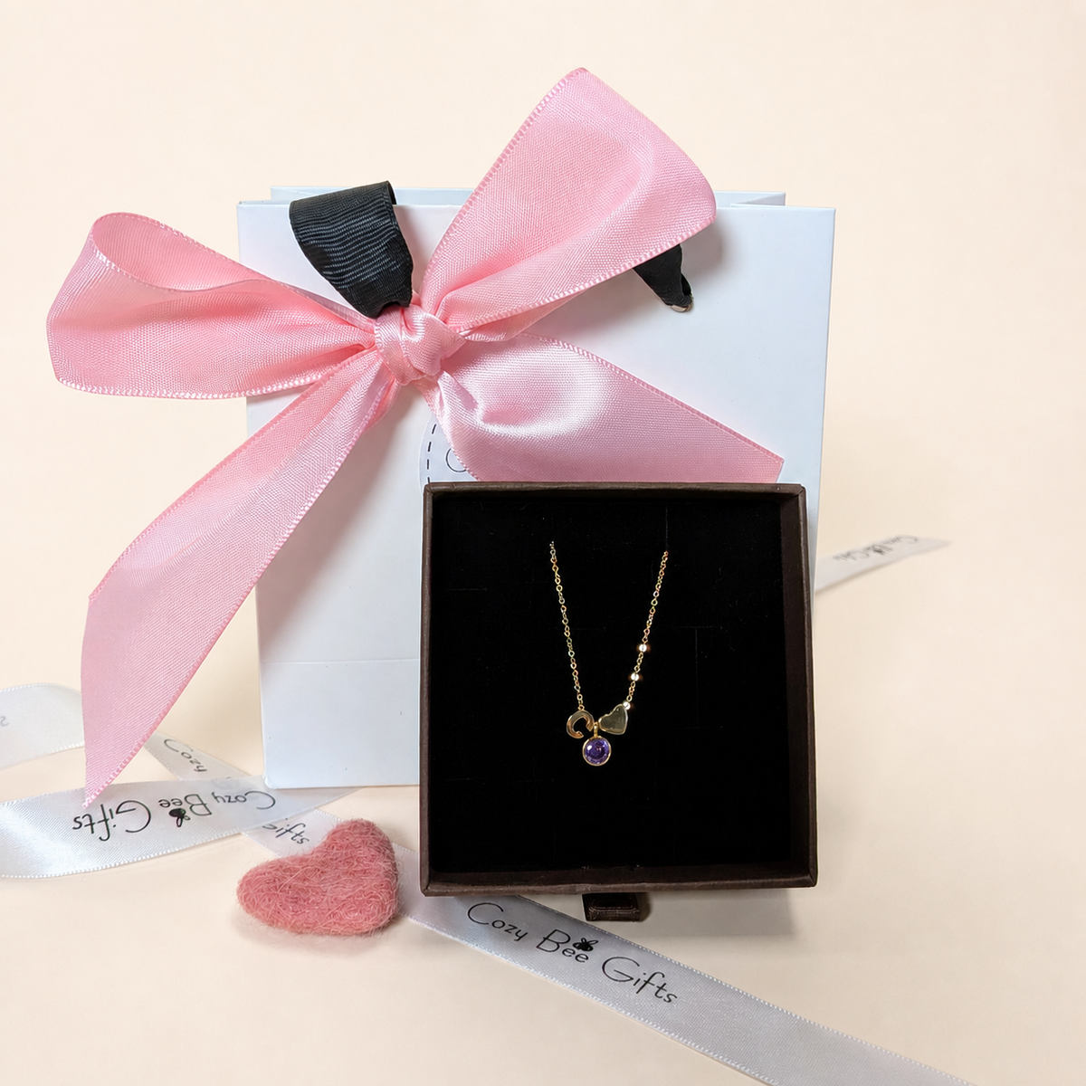 Children Birthstone Initial Necklace - 18K Gold Plated