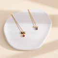 Children Birthstone Initial Necklace - 18K Gold Plated