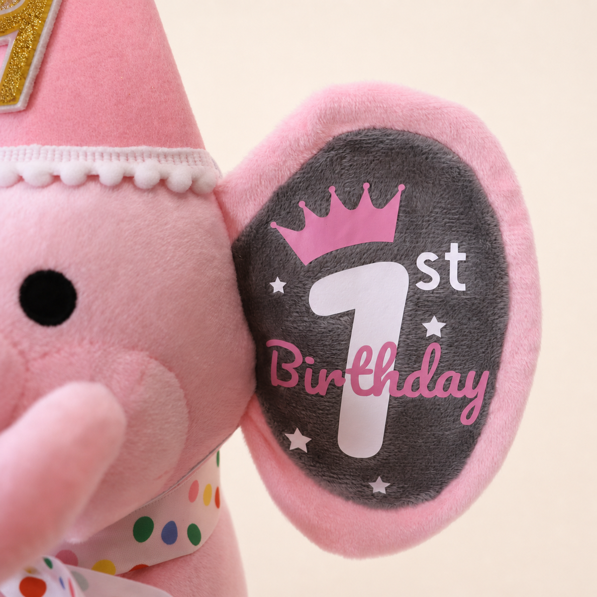 Personalized 1st Birthday Plush Elephant
