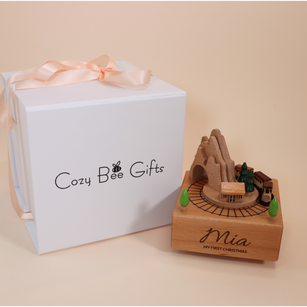 Personalized Wooden Train Music Box