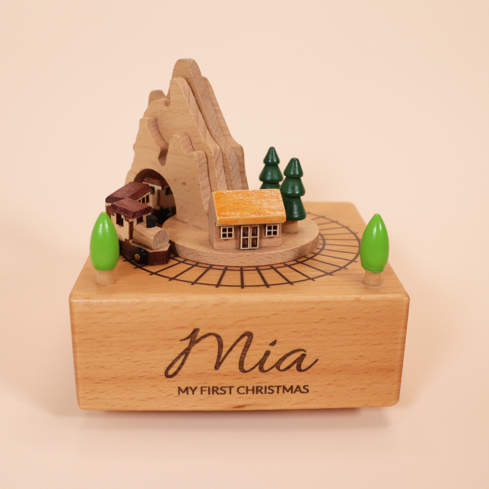 Personalized Wooden Train Music Box
