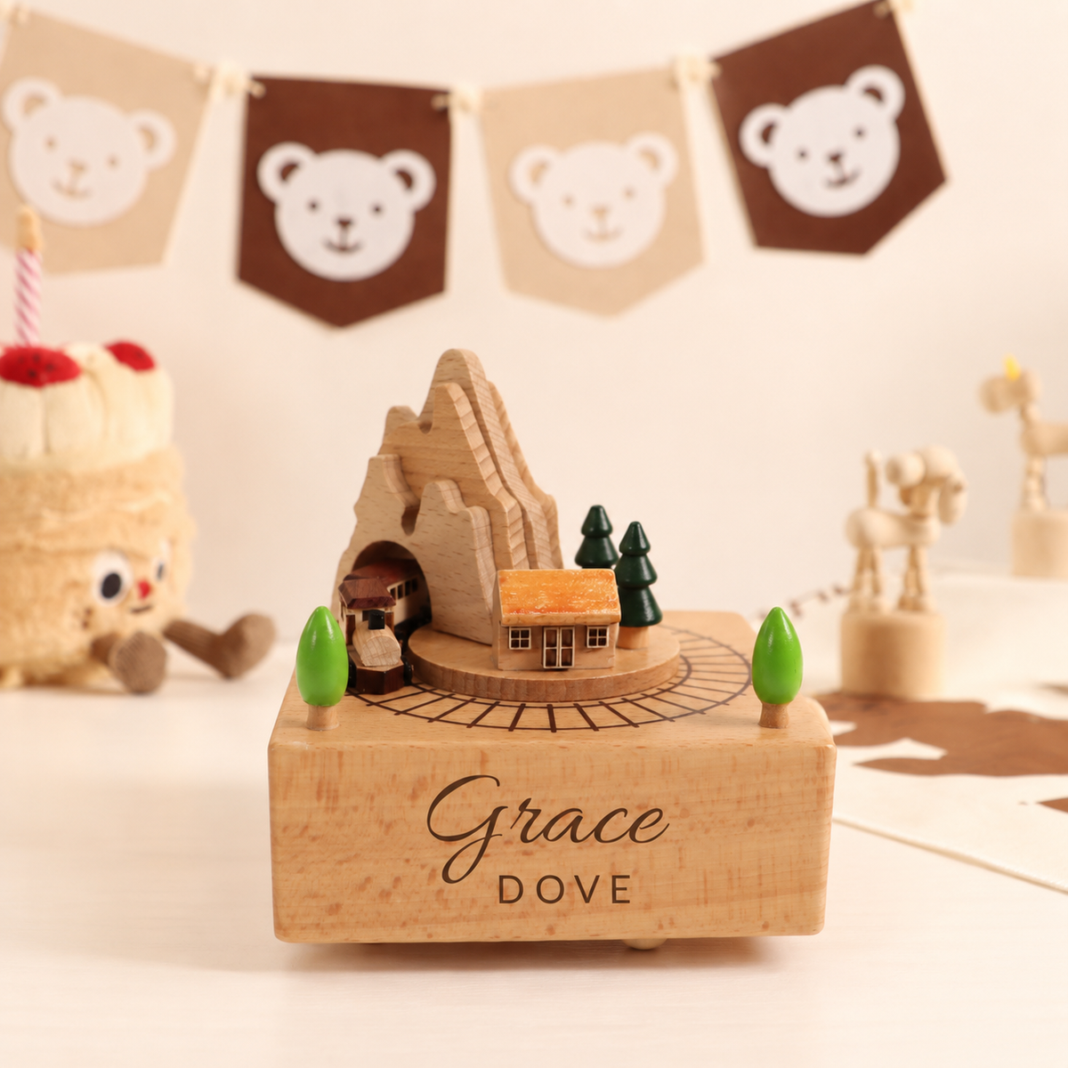 Personalized Wooden Train Music Box
