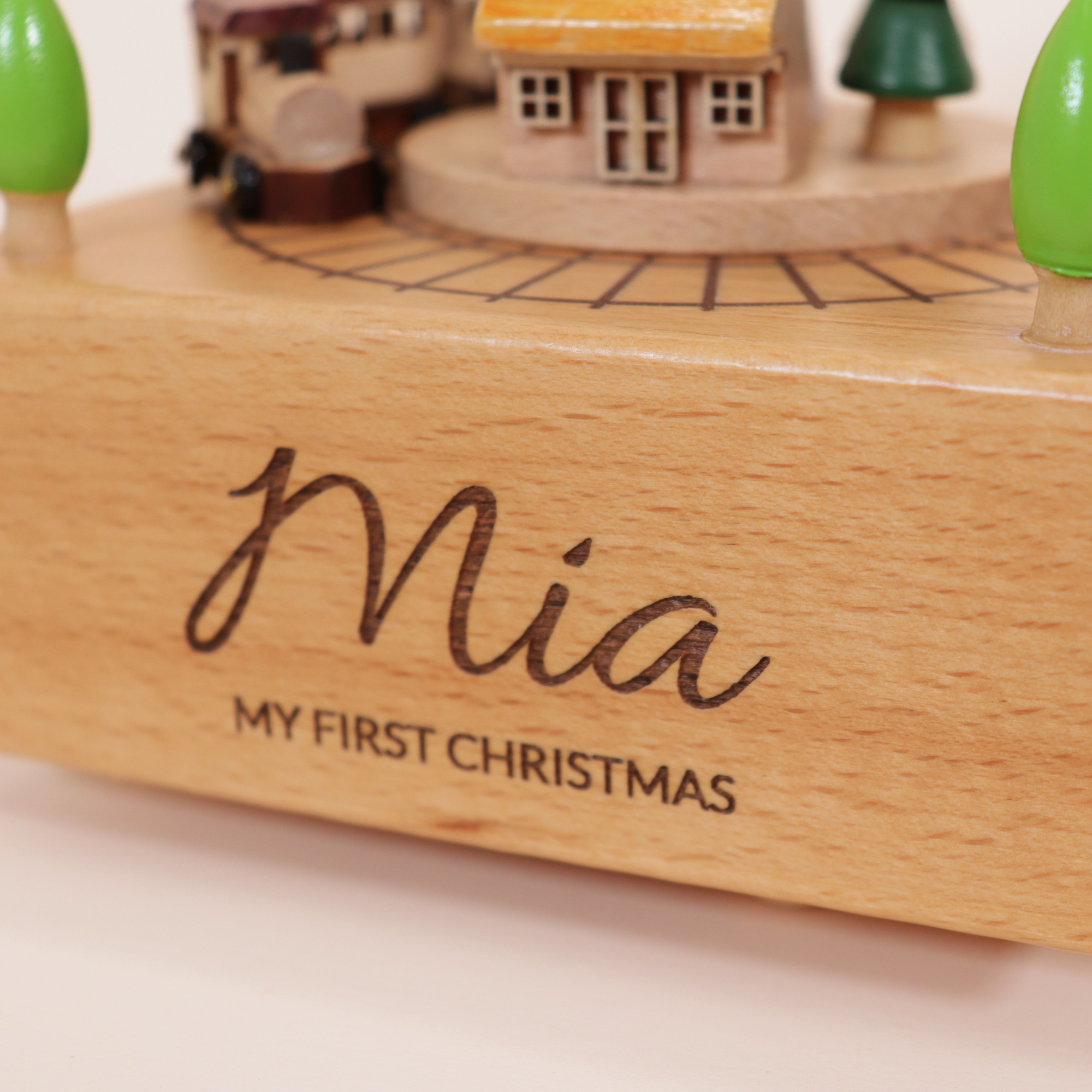 Personalized Wooden Train Music Box