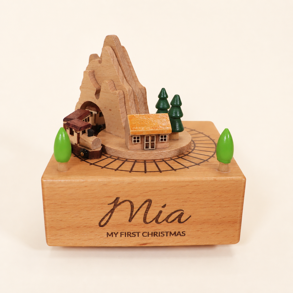Personalized Wooden Train Music Box