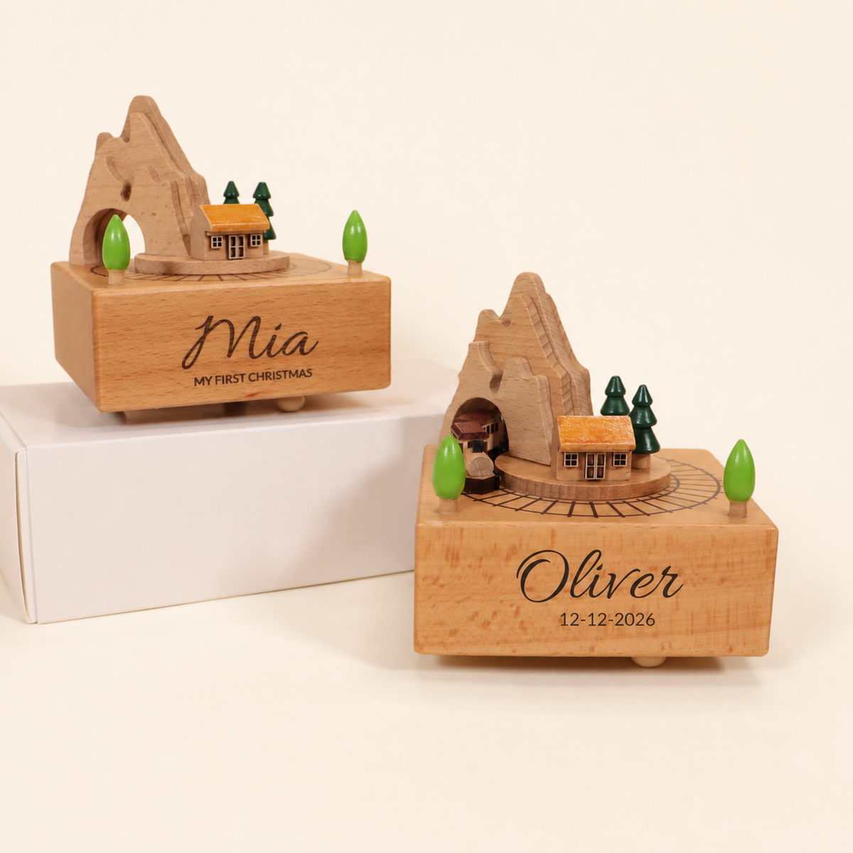 Personalized Wooden Train Music Box