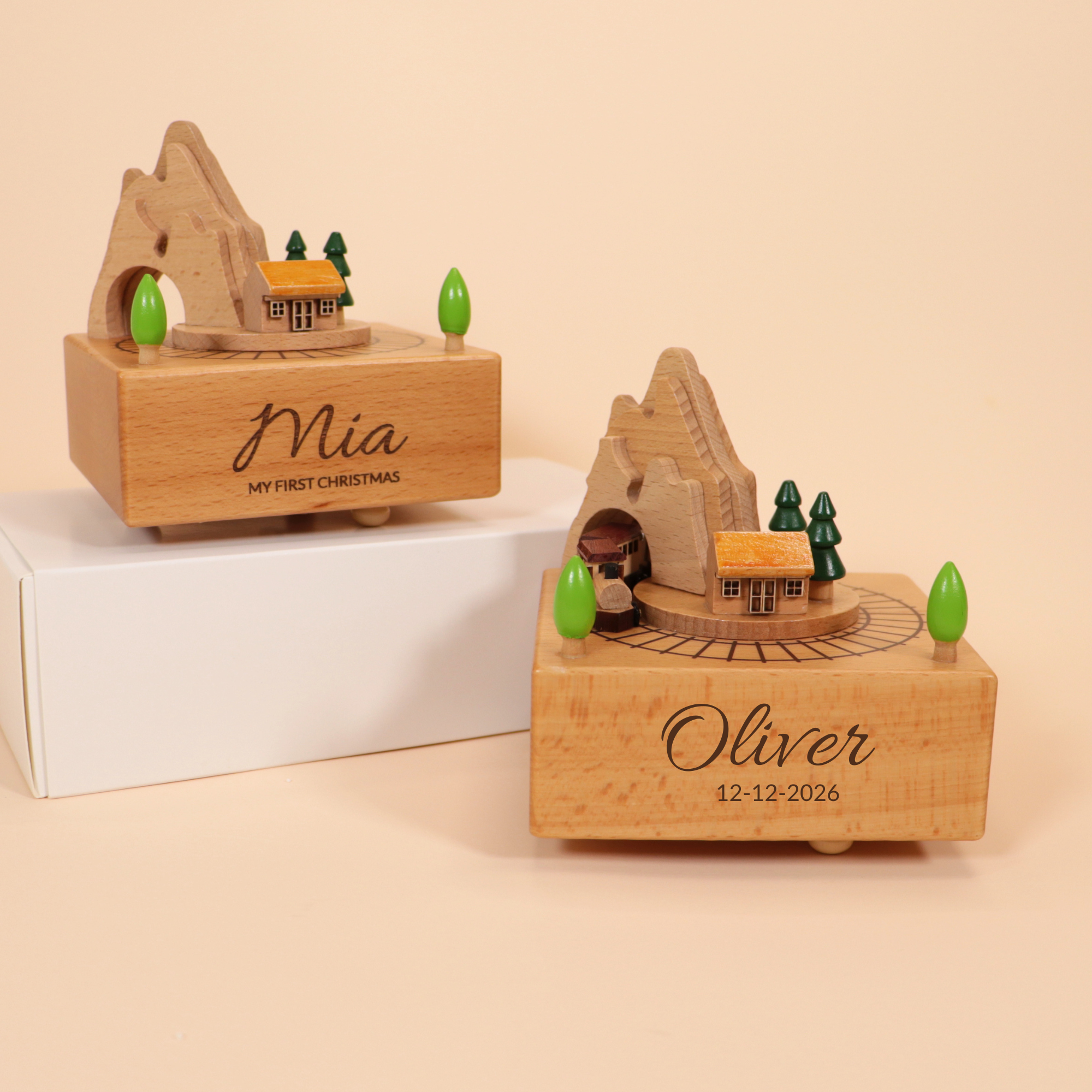 Personalized Wooden Train Music Box