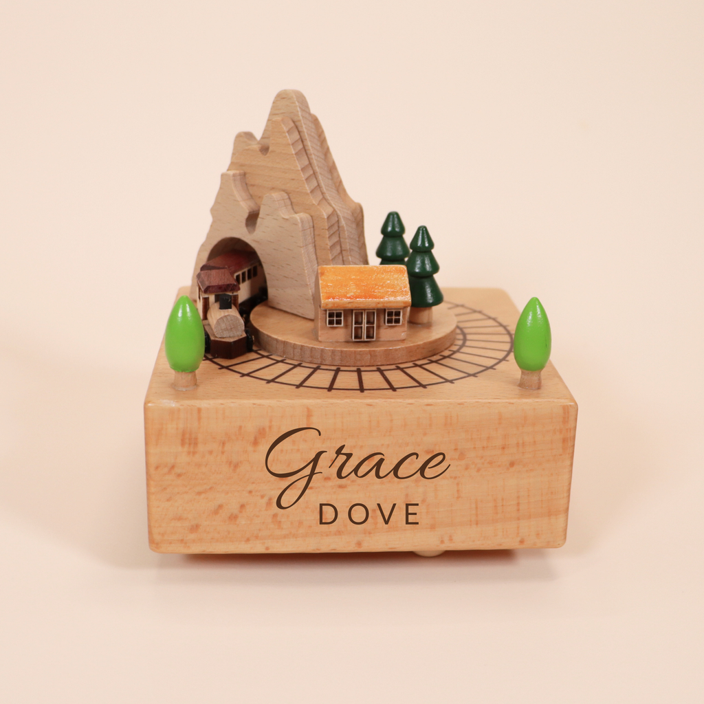 Personalized Wooden Train Music Box