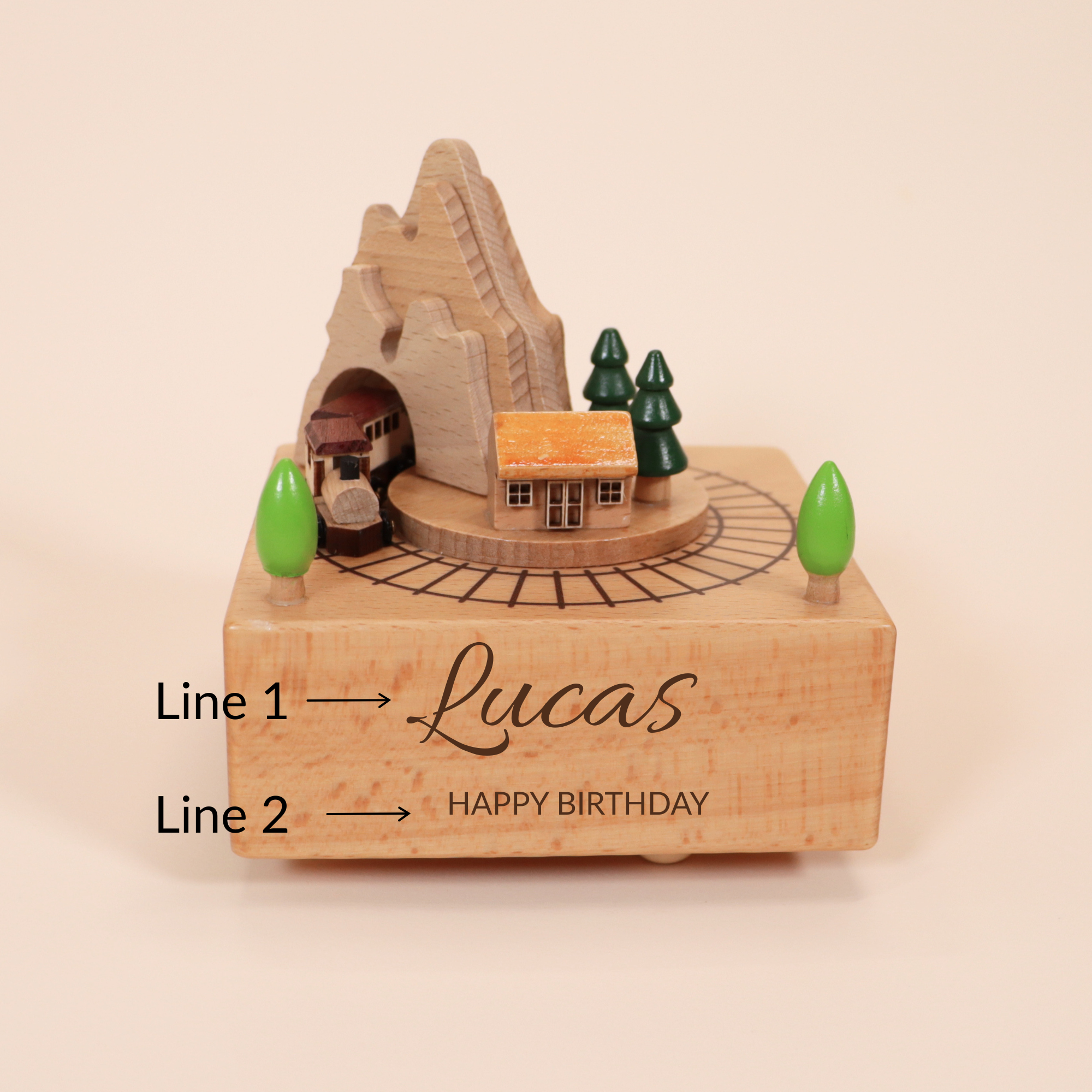 Personalized Wooden Train Music Box