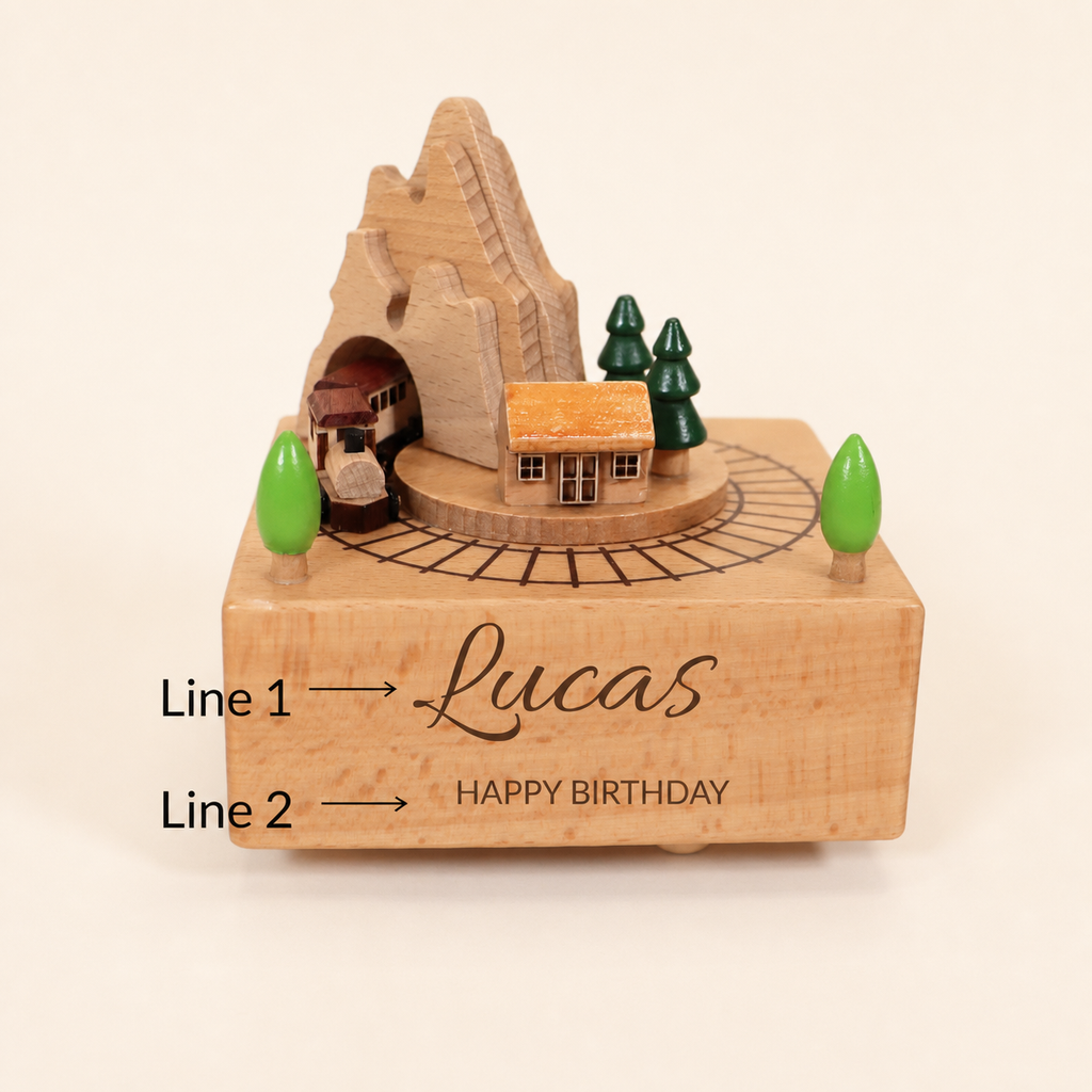 Personalized Wooden Train Music Box
