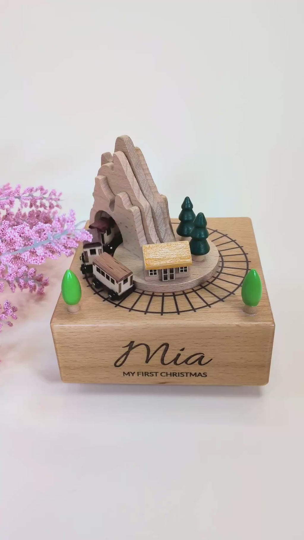 Personalized Wooden Train Music Box